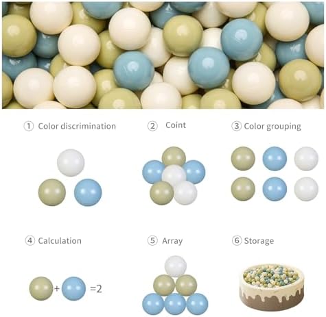 GOGOSO Ball Pit Balls - 2.15inch Plasticsball for Kids Toddlers Birthday Gifts, Summer Vibrant Colors Visual Stimulation Xmas Decor, Creamy Green+Creamy Blue+ Soft White