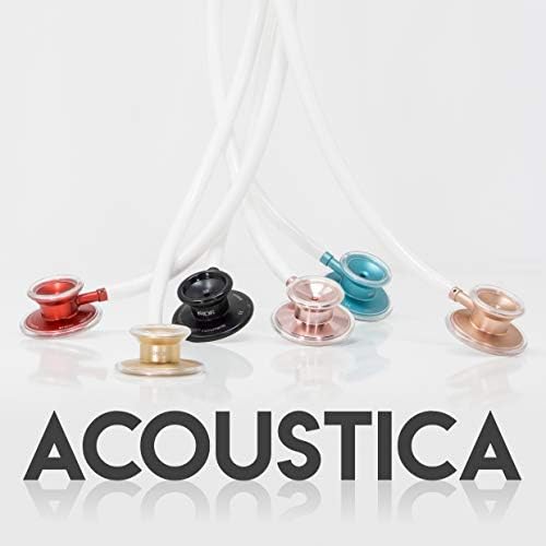 MDF Instruments, Acoustica Lightweight Stethoscope for Doctors, Nurses, Students, Home Health Use, Adult, Dual Head, Black Tube, Red Chestpiece-Headset, MDF747XPR11