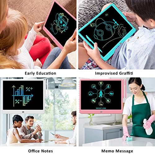 FLUESTON LCD Writing Tablet, Doodle Board Toys Gifts for 3-8 Year Old Girls Boys, 15 Inch Colorful Electronic Board Drawing Pad for Kids, Gifts for Toddler Educational Learning Travel Birthday, Pink