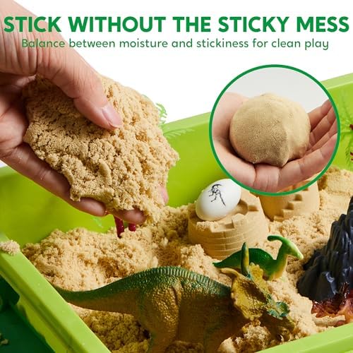 Klever Kits Dinosaurs Sensory Bin Toys for Toddlers with Glow in The Dark Dinosaurs, Sandbox with Lid Sand, Preschool Learning Activities Gifts for Boys Girls Age 3+