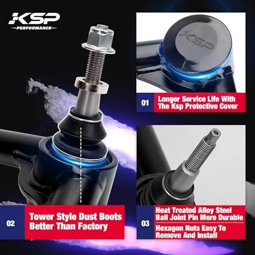 KSP 2-4" K1500 Upper Control Arms, Adjustable Front Control Arm Compatible With Chevy GMC K1500 1988-1999, Aftermarket Steel UCA With Greasable Ball Joint fit Blazer Tahoe Yukon Year Before 1999