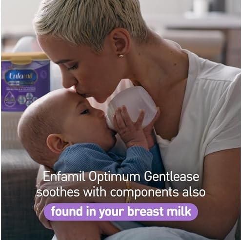 Enfamil Optimum Gentlease Baby Formula, Our Closest Formula to Breast Milk For Fussiness, Crying, Gas & Spit-up, Immune-Supporting Lactoferrin also found in Breast Milk, 19.5 Oz, Pack of 4