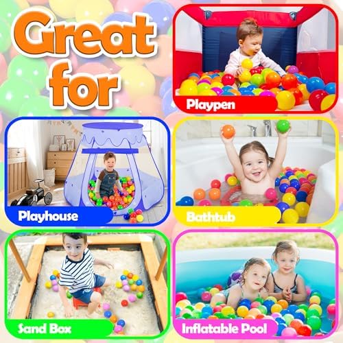 Play Balls for Ball Pit, Plastic Crush Proof, Phthalate & BPA Free, Assorted Colors (200 Balls)