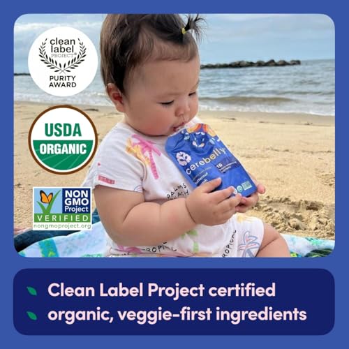 Cerebelly Organic Baby Food Pouches – Organic Butternut Squash White Bean Purees for Toddlers | No Added Sugar, Fiber, Non-GMO | Blended Puree Pouches | 4oz BPA-Free Baby Food |6 Pack
