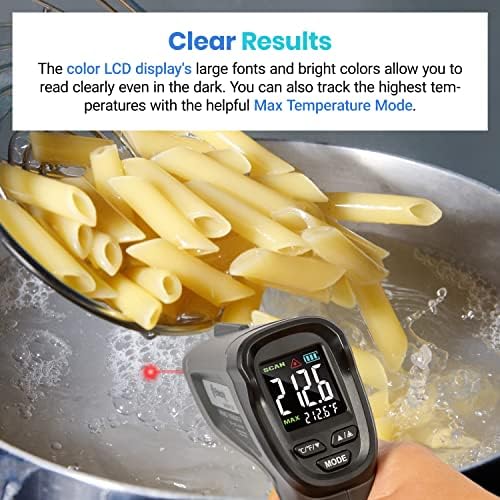 Etekcity Temperature Gun Infrared Thermometer -58ยฐF 1130ยฐF, Digital Laser Heat Gun for Pizza Ovens, Griddles, Meat, Refrigerators, Engines, HVAC, Kitchen & Pool Accessories