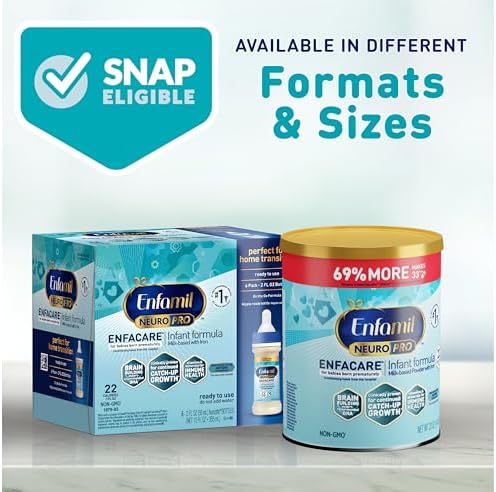 Enfamil NeuroPro EnfaCare High Cal Premature Baby Formula Milk-Based with Iron, Brain-Building DHA, Vitamins & Minerals for Immune Health, Powder Can, 13.6 Oz (6 Count)
