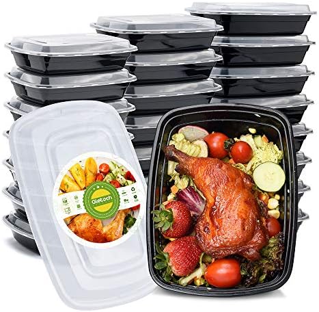 Glotoch Meal Prep Containers Reusable, 50Pack 32oz Plastic Food Prep Storage Containers with Lids,BPA Free,Microwave, Dishwasher Safe Disposable To Go Containers for Meal Plan,Single Compartment