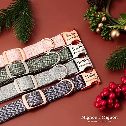 Personalized Dog Collar, Custom Pet Name and Contact Info Engraved, Adjustable Cotton Collar for Small Dogs, Cats, and Puppies with Safety Buckle – ACL
