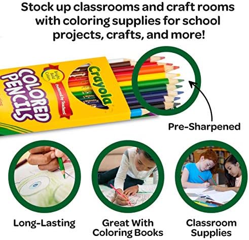 Crayola Bulk Colored Pencils for Kids (24pk), Essential Back to School Supplies For Teachers, Bulk Preschool & Kindergarten Classroom Must Haves, 12 Colors