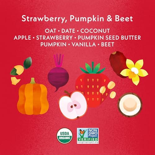 Once Upon A Farm Strawberry, Pumpkin & Beet Soft Baked Bar Snack, for Toddler, Tractor Wheels, No Added Sugar, Non GMO, 3.35 Ounces (Pack Of 8)