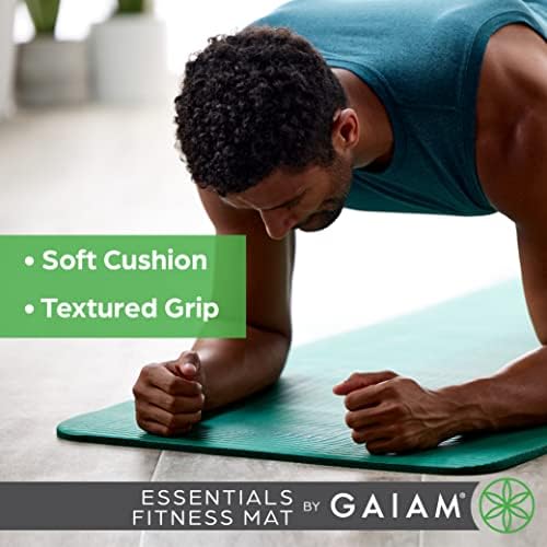 Gaiam Essentials Thick Yoga Mat Fitness & Exercise Mat with Easy-Cinch Carrier Strap,72"L X 24"W X 2/5 Thick, 10mm