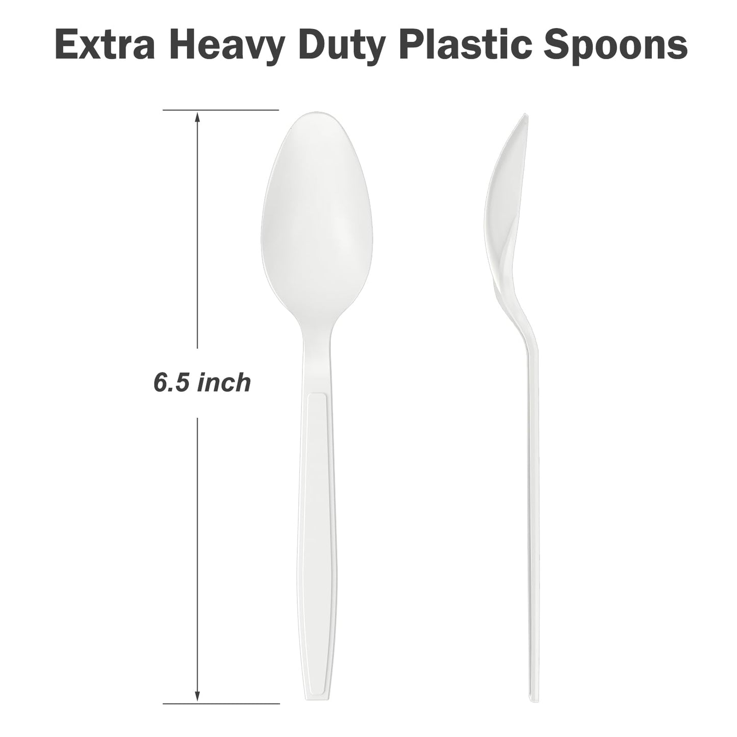Dealusy 360 Count White Plastic Spoons Disposable, BPA-Free, Heat Resistant, Solid and Durable Disposable Spoons Heavy Duty Bulk, Premium Spoons plastic disposable for Party Supply