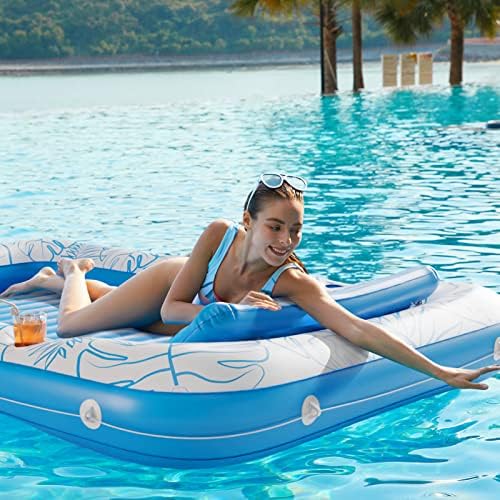 Inflatable Tanning Pool Lounger Float - Jasonwell 4 in 1 Sun Tan Tub Sunbathing Pool Lounge Raft Floatie Toys Water Filled Tanning Bed Mat Pad for Adult Blow Up Kiddie Pool Kids Ball Pit Pool (XXL)