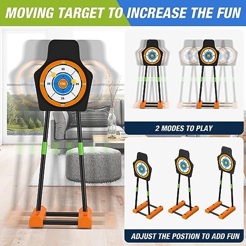 2 Pack Bow and Arrow with Moving Target for Kids, LED Light Up Archery Set with 24 Suction Cup Arrows, 6 Score Targets & 2 Quiver, Indoor Outdoor Sport Gifts for Boys Girls Ages 4-12