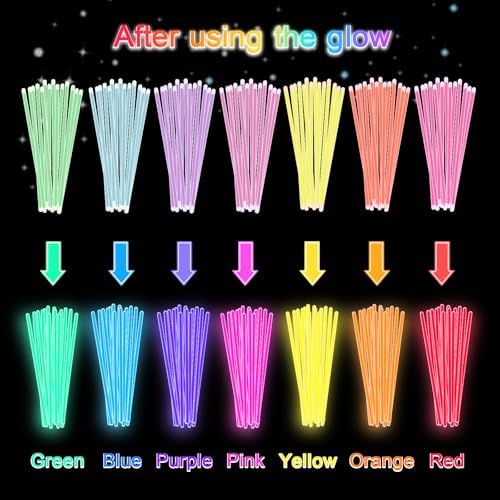 Glow Sticks Bulk Party Pack- Ultra Bright 800pk Glow in the Dark Party Favors, Glow Decorations, 8 in Neon Party Glow Necklaces and Glow Bracelets with Connectors