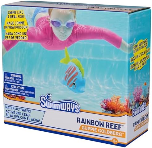 SwimWays Rainbow Reef Fish Toy, Kids Swimming Accessories & Water Toys, Learn to Swim Pool Toys for Kids Ages 5 & Up, Batteries Included, Guppie Goldberg