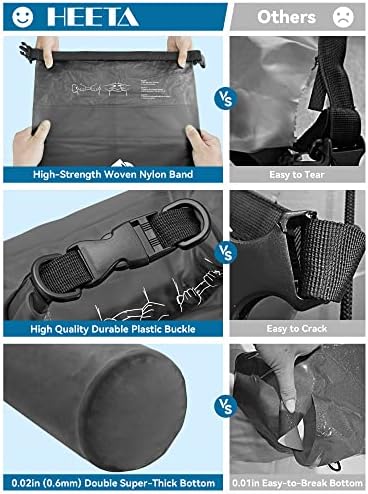 HEETA Dry Bag Waterproof for Women Men, 5L/10L/20L/30L/40L Roll Top Lightweight Dry Storage Bag Backpack with Phone Case for Travel Swimming Boating Kayaking Paddle Board Camping Beach Accessories