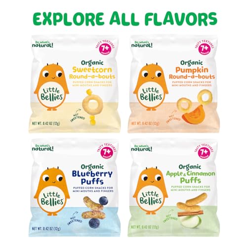 Little Bellies Organic Apple & Cinnamon Puffs Baby Snack (Pack of 18 x 0.42 oz Individual Packs)