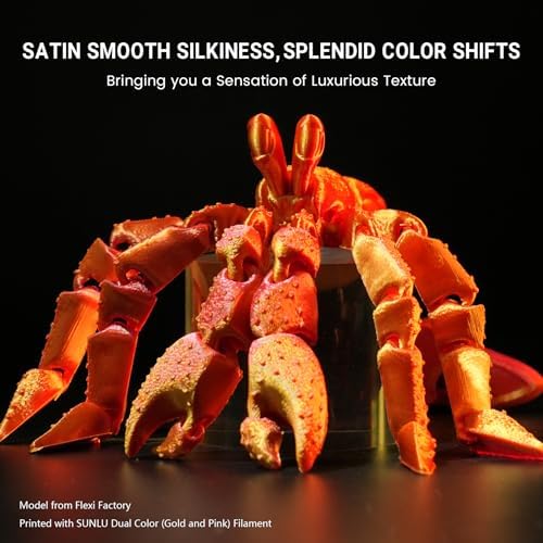 SUNLU Silk Dual Color Pla Filament, Silk PLA 3D Printer Filament 1.75mm, Shiny Silk Texture, Dimensional Accuracy +/- 0.02mm, 1KG Spool (2.2 lbs), PLA Silk Dual Color (Red Gold)