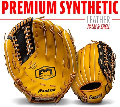 Franklin Sports Baseball and Softball Glove - Fieldmaster Adult + Youth Baseball Gloves - Men's + Women's Infield + Outfield Mitt