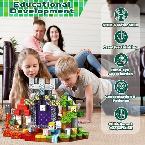 200 PCS 0.8in Magnetic Blocks - Magnet Toys for Kids, Magnetic Building Blocks Cubes, Stacking Magnets, School STEM Toys Birthday Gifts for Boys and Girls Age 3+ Years Old (Theme: Portal)