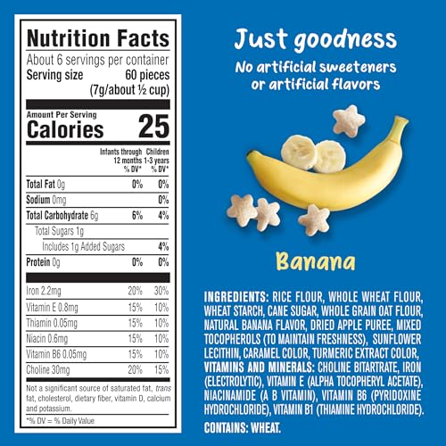 Gerber Stage 3 Baby Snacks, Banana Puffs, Puffed Grain Snack, Baby Led Feeding, Iron & Choline, Puffs Snacks for Babies, 6-Pack