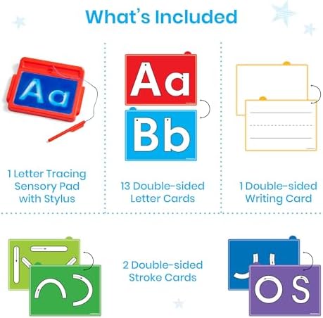 hand2mind Letter Tracing Sensory Pad, Reusable Handwriting Practice for Kids 3-5, Learn to Write, Letter Tracing Board, Toddler Writing Practice, Montessori Alphabet Toys, Preschool Learning Toys
