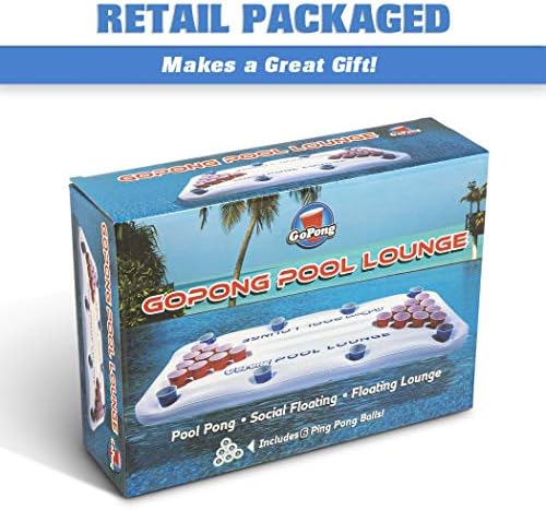 GoPong Pool Lounge Beer Pong Inflatable with Social Floating, White