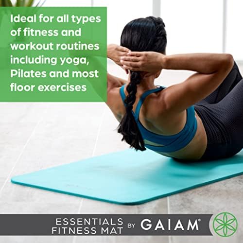 Gaiam Essentials Thick Yoga Mat Fitness & Exercise Mat with Easy-Cinch Carrier Strap,72"L X 24"W X 2/5 Thick, 10mm