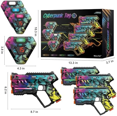 Laser Tag Set of 4, Lazer Tag Game for Kids Indoor & Outdoor Play, Gift Ideas for Kids Teens and Adults, Cool Toys for Teenage Ages 8 9 10 11 12+Year Old Boy & Girls