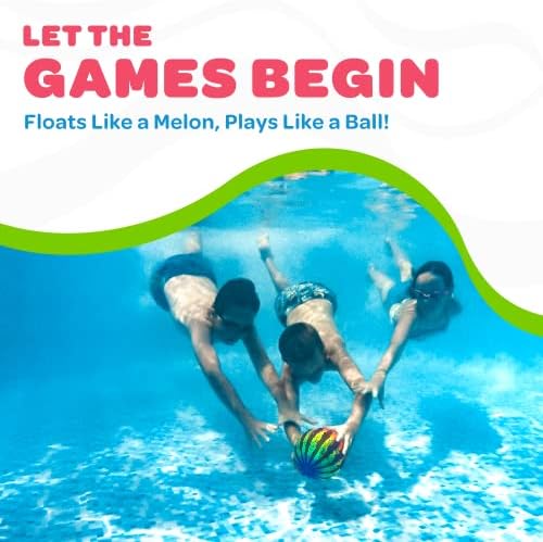 Watermelon Ball JR - Pool Toy for Underwater Games - Durable Ball for Pool Football, Basketball & Rugby - Perfect for Water Parties - Fun for Adults & Kids Alike - Fillable Pool Ball - Ages 6+