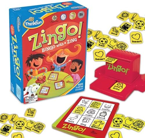 ThinkFun Zingo Bingo Award Winning Preschool Game for Pre-Readers and Early Readers Age 4 and Up - One of the Most Popular Board Games for Boys and Girls and their Parents (97700)