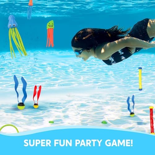 JOYIN 30 Pcs Diving Pool Toys for Kids Ages 3-12 Jumbo Set with Storage Bag Pool Games Summer Swim Water FishToys