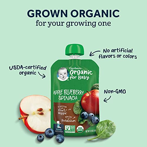 Gerber Organic 2nd Foods Baby Food, Fruit and Veggie Variety Pack, 3.5 oz Pouch (Pack of 18)