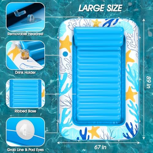 Inflatable Tanning Pool Lounger Float - Jasonwell 4 in 1 Sun Tan Tub Sunbathing Pool Lounge Raft Floatie Toys Water Filled Tanning Bed Mat Pad for Adult Blow Up Kiddie Pool Kids Ball Pit Pool