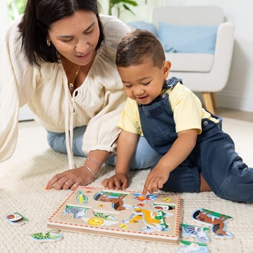 Melissa & Doug Pets Sound Puzzle - Wooden Peg Puzzle With Sound Effects (8 pcs)
