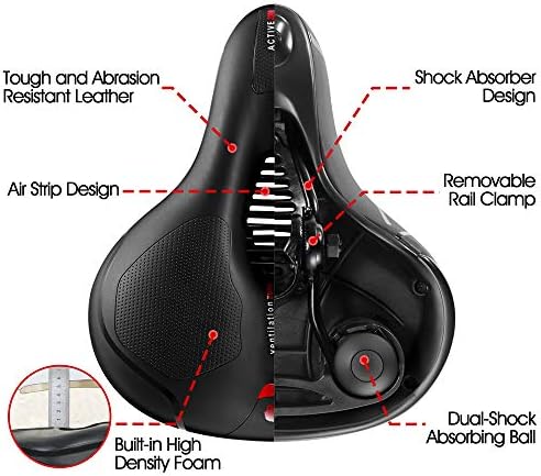 Comfortable Seat Cushion for Men Women with Dual Shock Absorbing Ball Memory Foam Waterproof Wide Bicycle Saddle Fit for Road Bikes