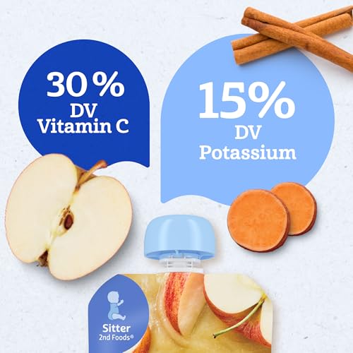 Gerber Stage 2 Baby Food, Apple Sweet Potato Cinnamon Puree Pouch, 2 Servings of Fruit & Veggie, No Added Sweetener, No Artificial Colors or Flavors, 12-Pack