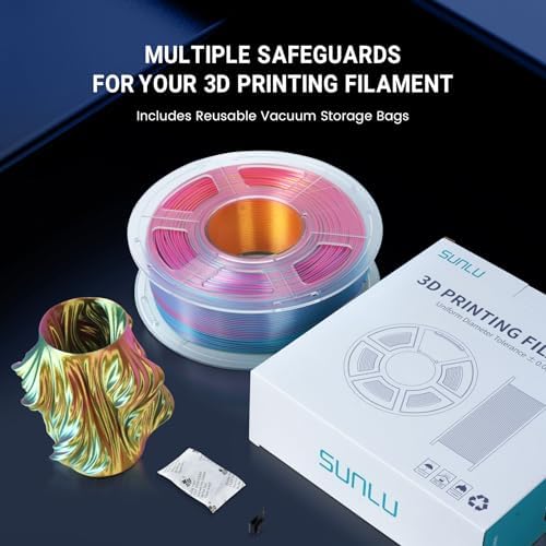 SUNLU Silk Dual Color Pla Filament, Silk PLA 3D Printer Filament 1.75mm, Shiny Silk Texture, Dimensional Accuracy +/- 0.02mm, 1KG Spool (2.2 lbs), PLA Silk Dual Color (Red Gold)