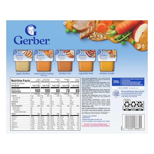 Gerber Stage 2 Baby Food, Nourishing Blends Puree Tubs, No Added Colors or Flavors, Baby Puree, Variety 32-Pack