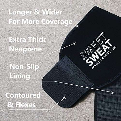 Sports Research® Sweet Sweat Waist Trimmer - Premium Sweat Enhancing Fitness Belt for Women & Men - 5 Adjustable Sizes