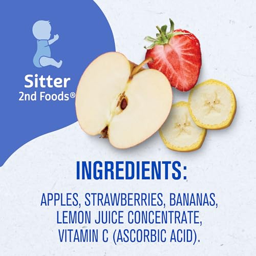 Gerber Stage 2 Baby Food, Apple Strawberry Banana Puree Pouch, 2 Servings of Fruit, No Added Sweetener, No Artificial Colors or Flavors, 12-Pack