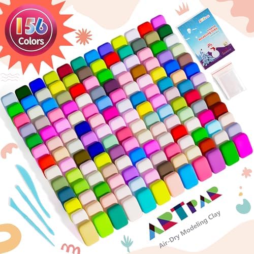 ARTPAR Air Dry Clay 156 Colors,Modeling Magic Clay for Kids Bulk Kit, Soft & Non Sticky,Non-Toxic Art and Crafts Supplies for Classroom Projects, Creative Toys Family Party Games for Boys & Girls