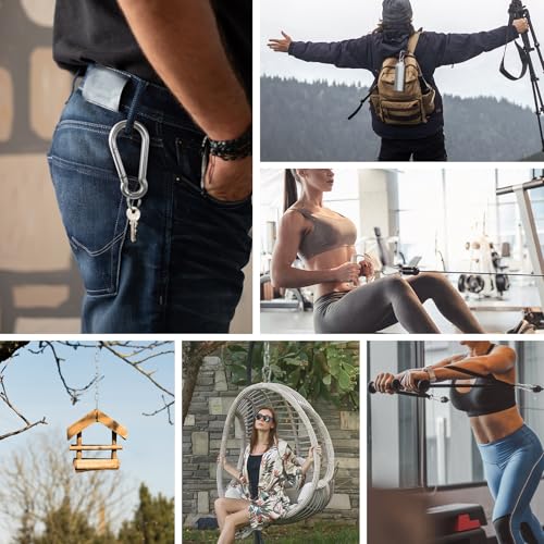Small Carabiner Clip Hooks, 25pcs 1.97 inch Carabiners Heavy Duty, 304 Stainless Steel Spring Snap Hook Fits Camping Hiking, Metal Clips for Rope Chain Keys Rings