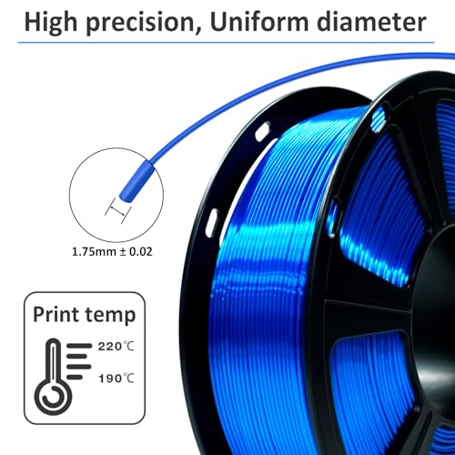 GIANTARM 3D Printer Filament, Silk Royal Blue Pla Filament, 1Kg(2.2lbs) Spool, 1.75mm Dimension Accuracy +/- 0.03mm, 3D Printing Filament