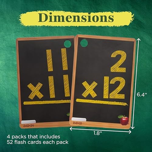 Star Right Math Flash Cards Set of 4 - Addition, Subtraction, Multiplication, Division with 4 Rings - 208 Cards for Kids Ages 6 and Above - Flash Card from 1st to 4th Grade