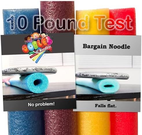 Oodles of Noodles 6 Pack Black Foam Pool Noodles – 48” x 2.5” Hollow Core – Extra Dense, Durable – Made in North America