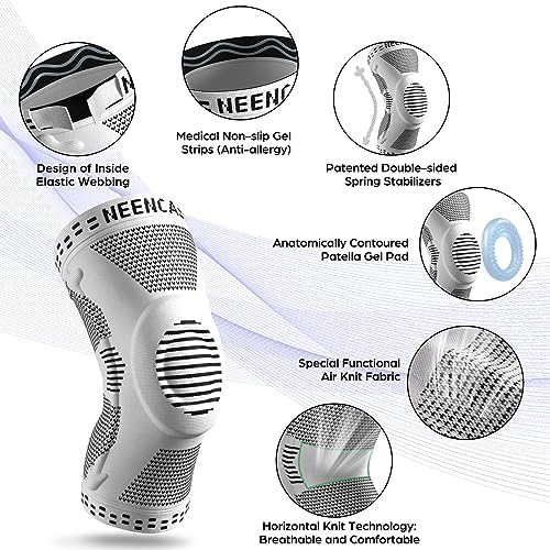 NEENCA Professional Knee Brace for Pain Relief, Medical Knee Support with Patella Pad & Side Stabilizers, Compression Knee Sleeve for Meniscus Tear, ACL, Joint Pain, Runner, Workout - FSA/HSA APPROVED