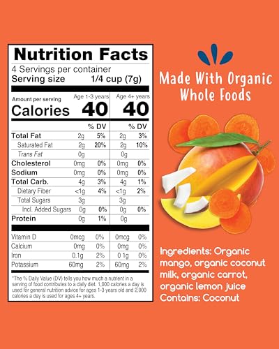 Amara Smoothie Melts - Mango Carrot - Baby Snacks Made With Fruits and Vegetables - Healthy Toddler Snacks For Your Kids Lunch Box - Organic Plant Based Yogurt Melts - 6 Resealable Bags