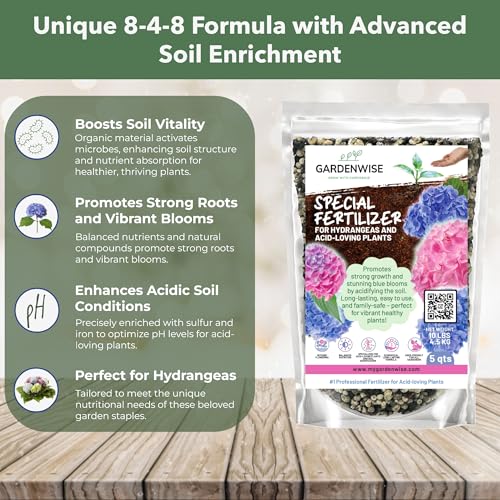 Slow Release Hydrangea Fertilizer with Iron & Sulfur β Indoor & Outdoor Soil Acidifier for Miracle Growth (1 qt)